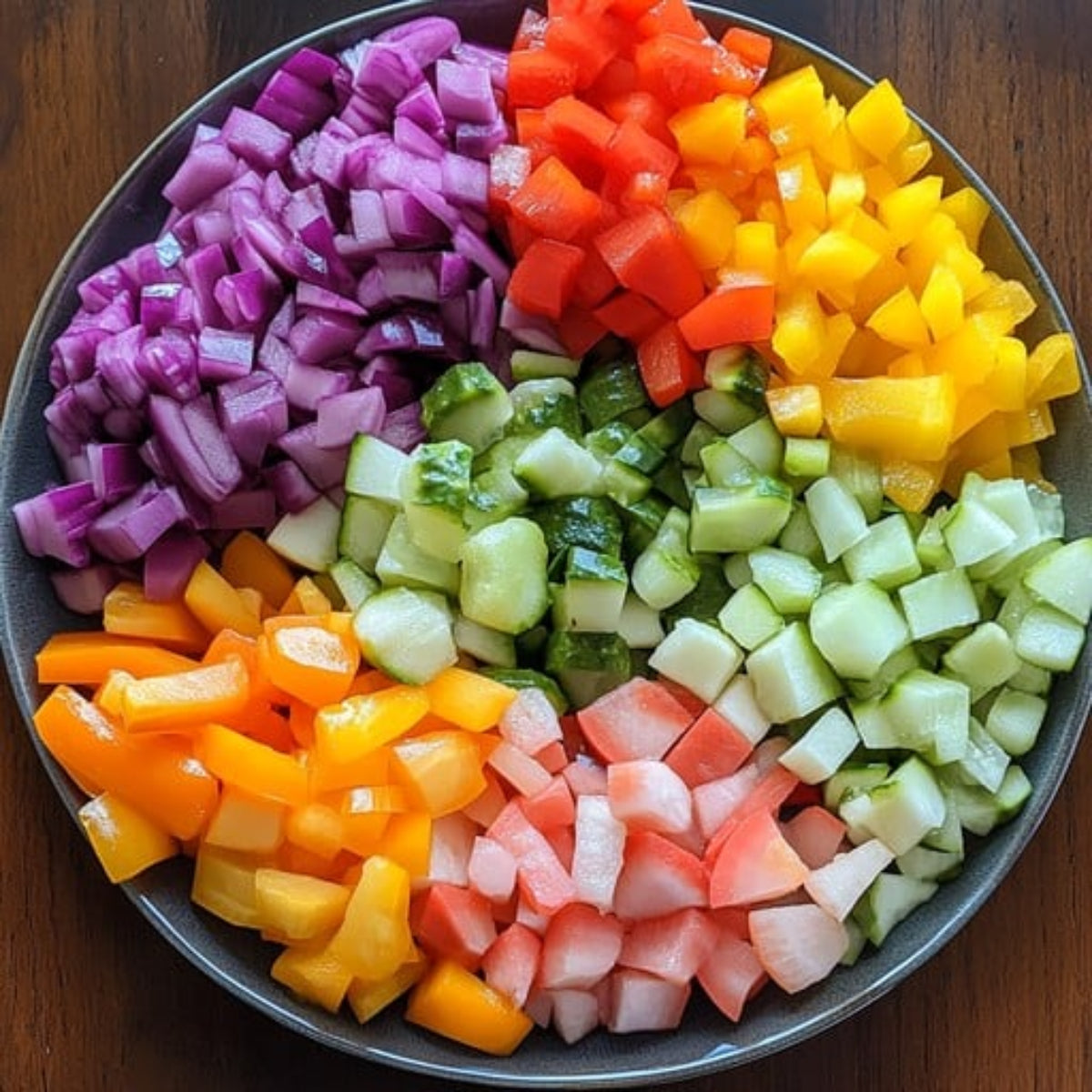 Colorful Vegetable Salad Cuts